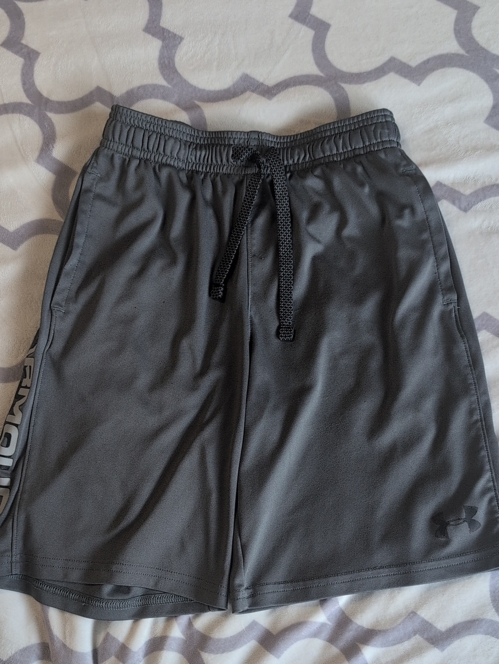 Under Armour Boy's Charcoal Gray Athletic Shorts with Drawstring